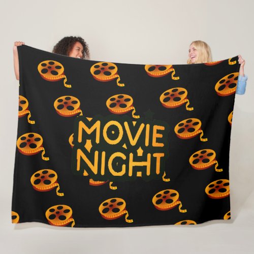 Movie Night Black and Gold Fleece Blanket