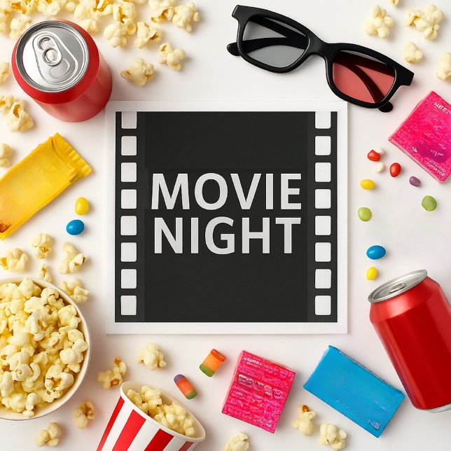Movie Night  | Black & White Film  Napkins (Creator Uploaded)