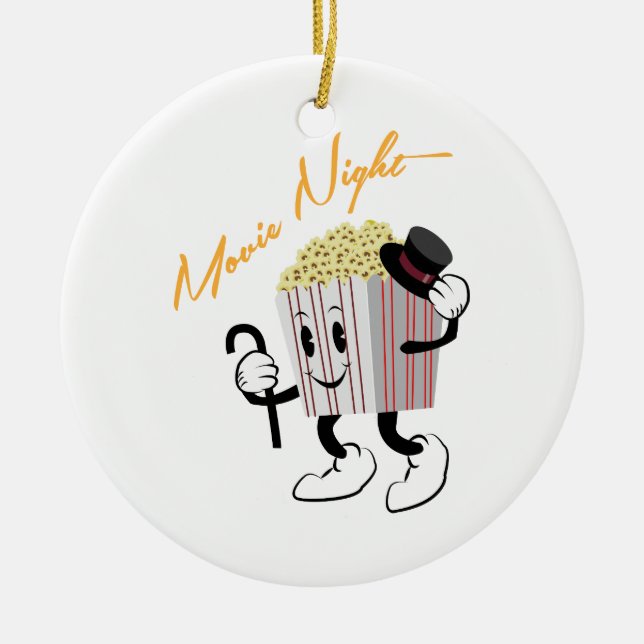Movie Night Ceramic Ornament (Front)