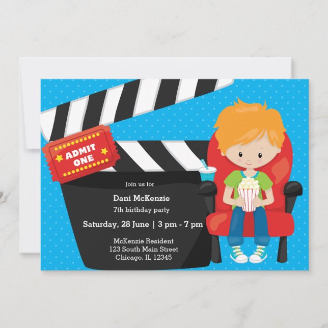 Movie night * choose background color invitation (Front)