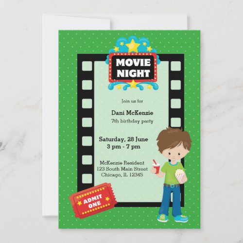 Movie night  choose background color invitation