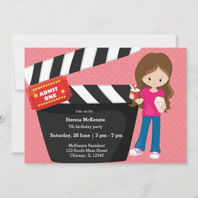 Movie night * choose background color invitation (Front)
