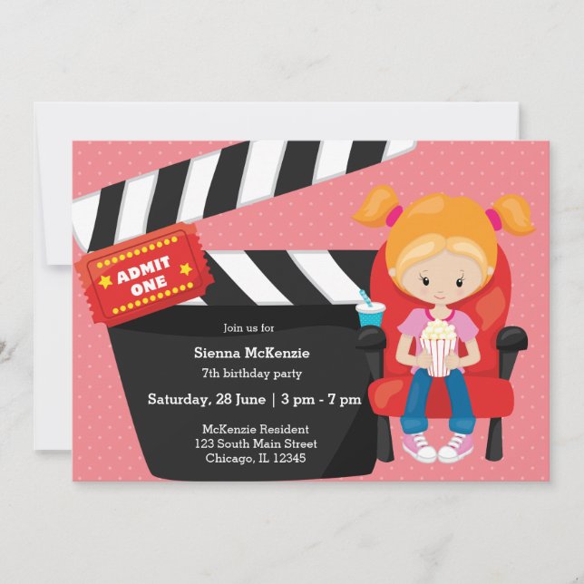 Movie night * choose background color invitation (Front)