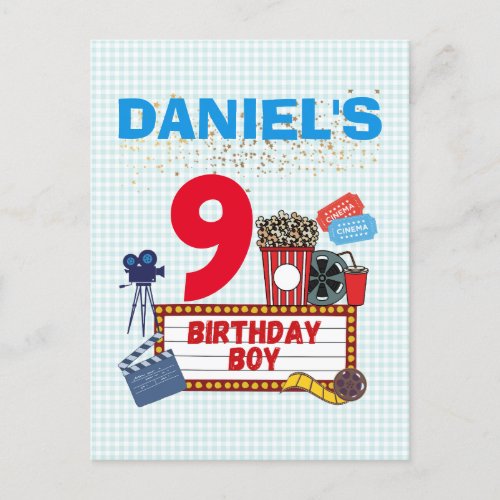 Movie Night Cinema Birthday Boy Theme Party  Postcard