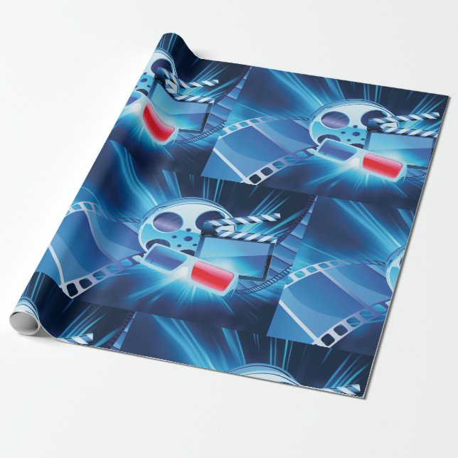 Movie Night Cinema Film Reel Wrapping Paper (Unrolled)