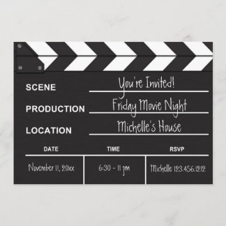 Movie Night Clapboard Invitation