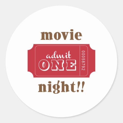 Movie Night Classic Round Sticker