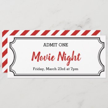Movie Night Coupon Ticket Invitation by LaurEvansDesign at Zazzle