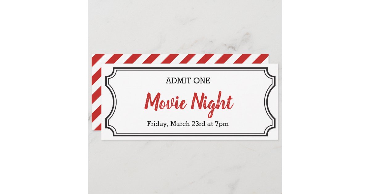 Movie Night Coupon Ticket Invitation | Zazzle