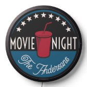 Movie Night Custom Home Theater Family Name LED Sign (Lights Off)