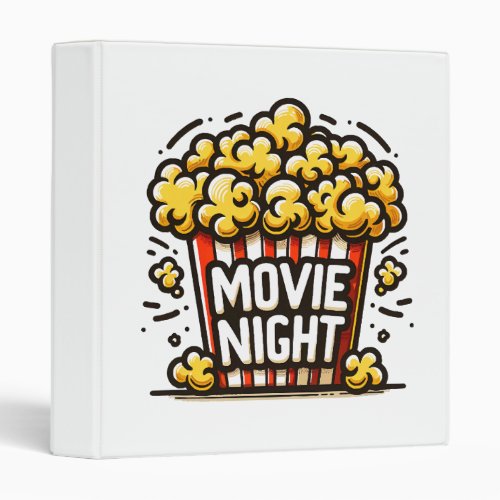 Movie Night Delight Playful Popcorn 3 Ring Binder