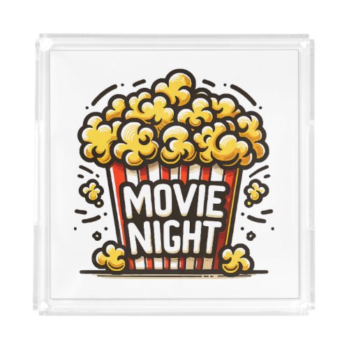 Movie Night Delight Playful Popcorn Acrylic Tray