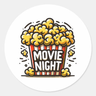 Movie Night Delight Playful Popcorn Classic Round Sticker