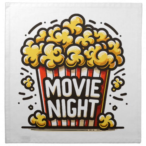 Movie Night Delight Playful Popcorn Cloth Napkin