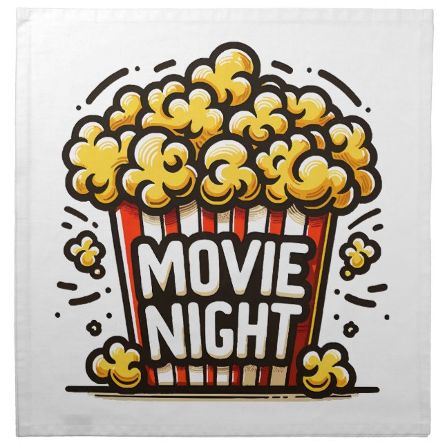 Movie Night Delight Playful Popcorn Cloth Napkin (Front)