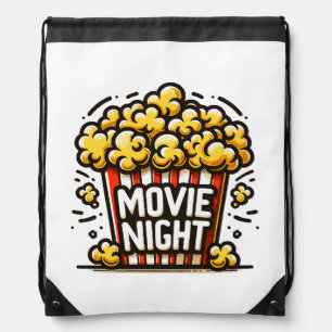 Movie Night Delight Playful Popcorn Drawstring Bag
