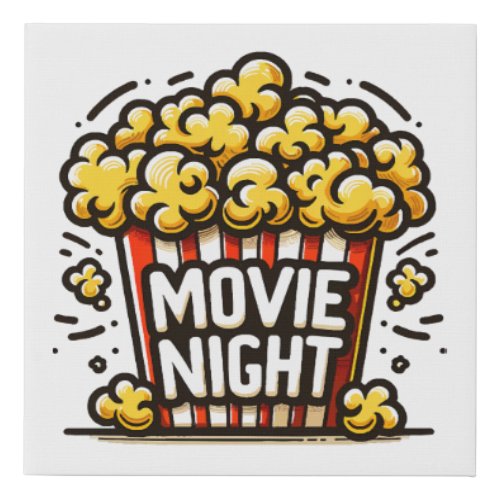 Movie Night Delight Playful Popcorn Faux Canvas Print