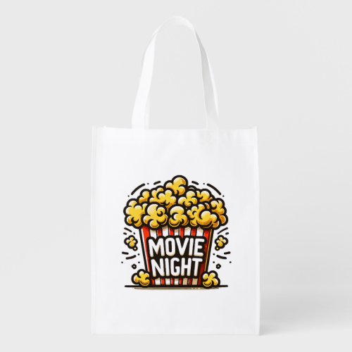 Movie Night Delight Playful Popcorn Grocery Bag