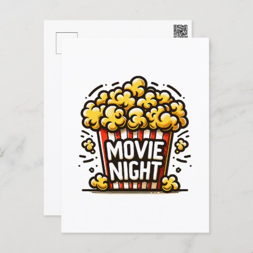 Movie Night Delight Playful Popcorn Holiday Postcard