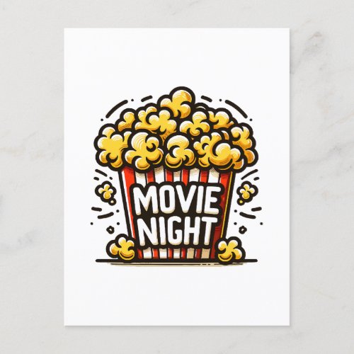 Movie Night Delight Playful Popcorn Invitation Postcard