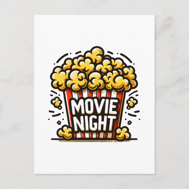 Movie Night Delight Playful Popcorn Invitation Postcard (Front)