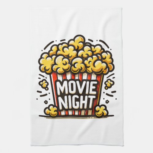 Movie Night Delight Playful Popcorn Kitchen Towel