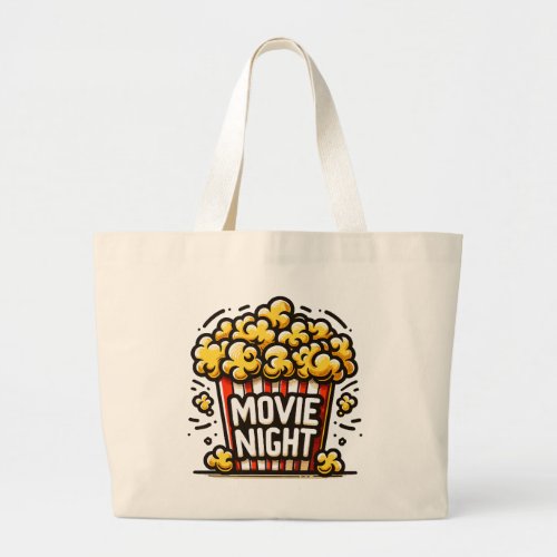 Movie Night Delight Playful Popcorn Large Tote Bag