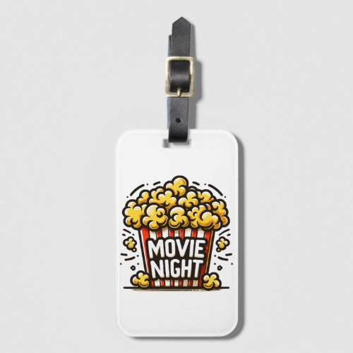 Movie Night Delight Playful Popcorn Luggage Tag