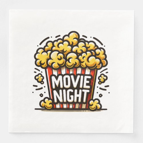 Movie Night Delight Playful Popcorn Paper Dinner Napkins