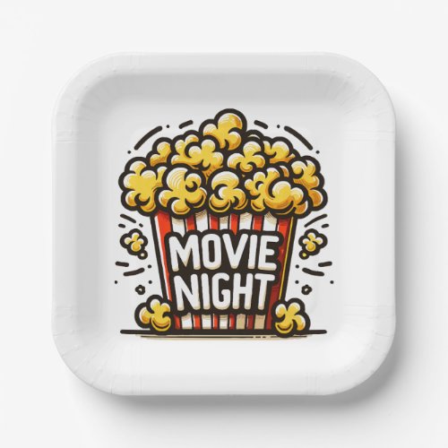 Movie Night Delight Playful Popcorn Paper Plates
