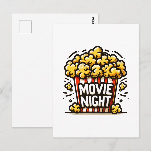 Movie Night Delight Playful Popcorn Postcard (Front/Back)