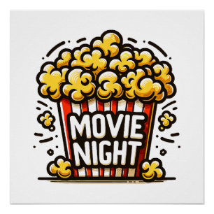 Movie Night Delight Playful Popcorn Poster