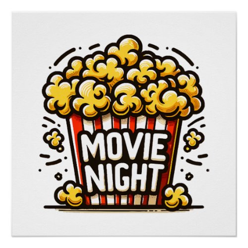 Movie Night Delight Playful Popcorn Poster