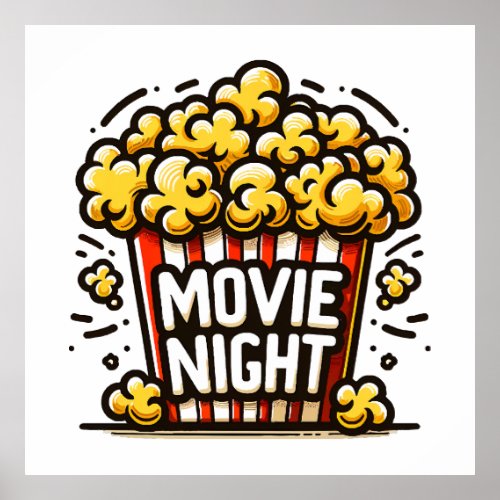 Movie Night Delight Playful Popcorn Poster