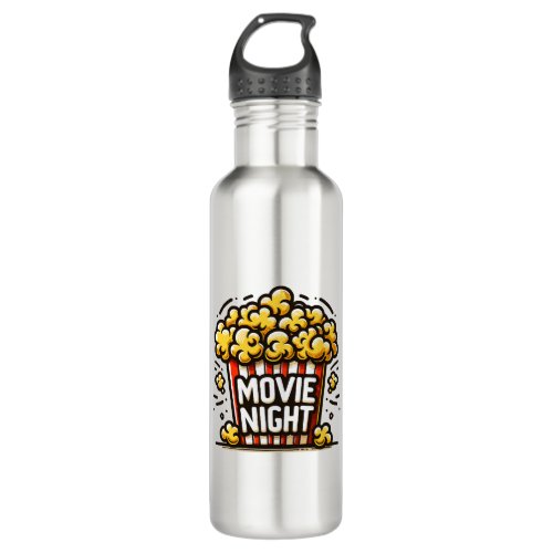 Movie Night Delight Playful Popcorn Stainless Steel Water Bottle