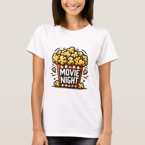 Movie Night Delight Playful Popcorn T_Shirt