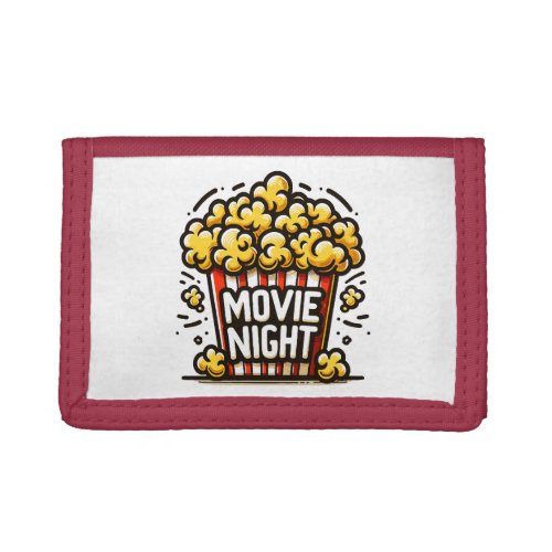 Movie Night Delight Playful Popcorn Trifold Wallet