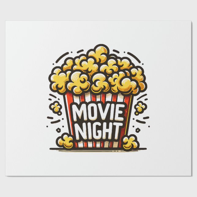 Movie Night Delight Playful Popcorn Wrapping Paper (Flat)