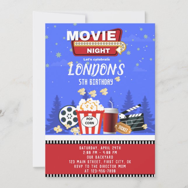 Movie Night Different Birthday Invitation Card (Front)