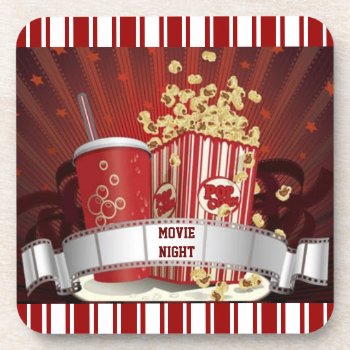 Movie Night Drink Coaster by EnKore at Zazzle