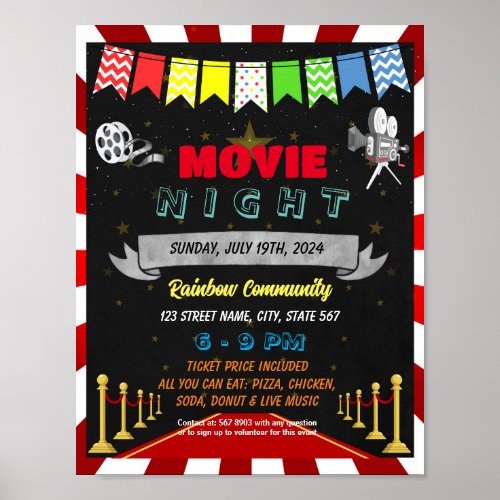 Movie Night event template Poster