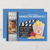 Movie Night Film Cinema Birthday Party Photo Invitation (Front/Back)