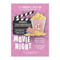 Movie Night Film Cinema Birthday Party Pink Invite
