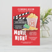 Movie Night Film Cinema Birthday Party Red Invite | Zazzle