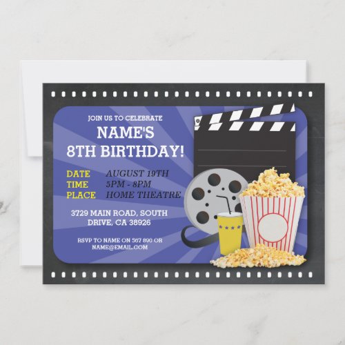 Movie Night Film Cinema Birthday Party View Invite