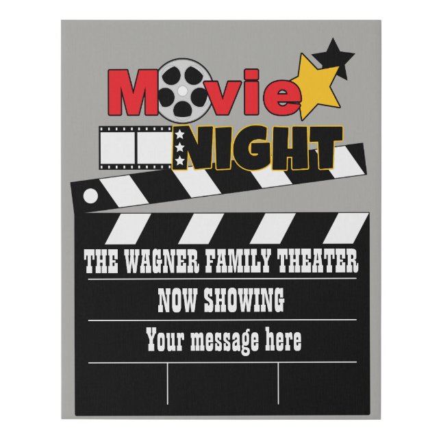 Movie night home Theater clapboard Faux Canvas Print (Front)