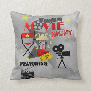 Movie Night Home Theater Design Throw Pillow