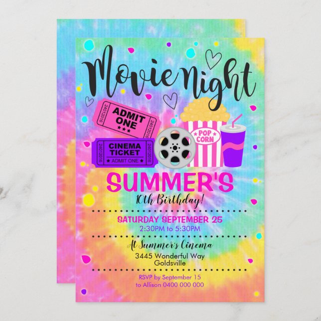 Movie Night Invitation Cinema Party (Front/Back)