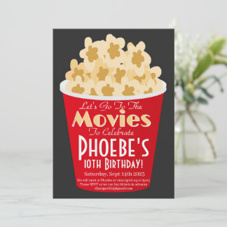 Movie Night Invitation PopCorn Birthday Invitation