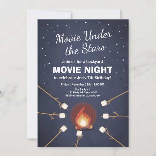 Movie Night Invitation Under the Stars Bonfire